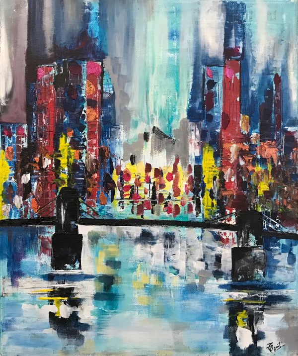 Modern City With Bridge Painting